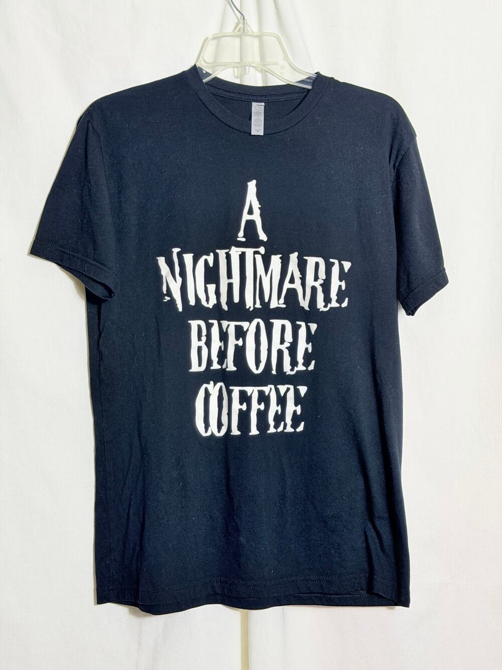 A Nightmare Before Coffee Graphic T Shirt Black Medium Funny Coffee Goth Tee